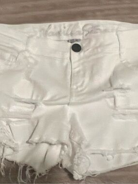 Vanilla Star White Denim Shorts with Embroidered Waistband